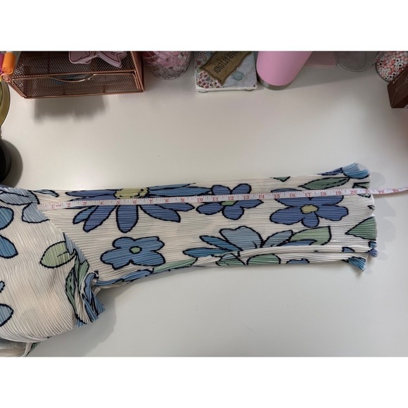 PEPPERMAYO Floral‎ Pleated Shirt Button Front Long Sleeve Women's Top - Picture 8 of 11